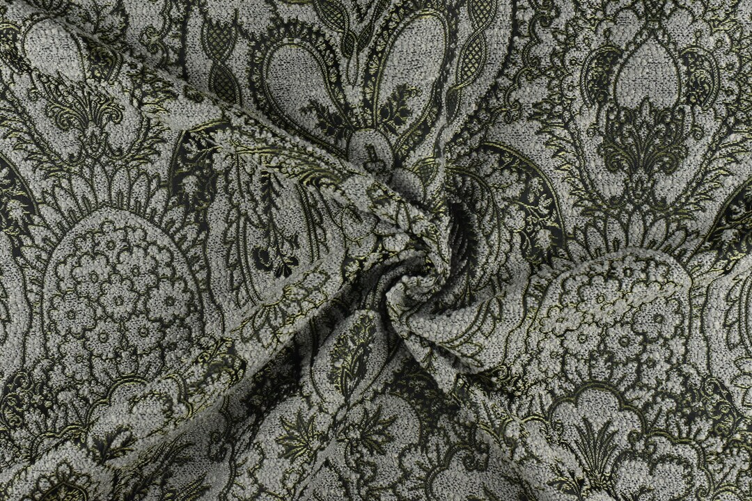 Extra Wide Designer Heavy Weight French Vintage Green Damask Floral ...