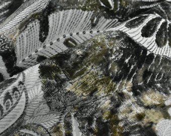 Heavy Weight Tropical Botanical Leaf Cut Velvet Upholstery Fabric For Chair|Luxury Furniture Fabric|Designer Vintage Reupholstery Fabric