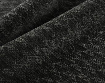 Tessuto di rivestimento in ciniglia pesante con motivo geometrico astratto, nero e grigio, tagliato su misura per sedie/Tessuto jacquard testurizzato per cuscini da divano