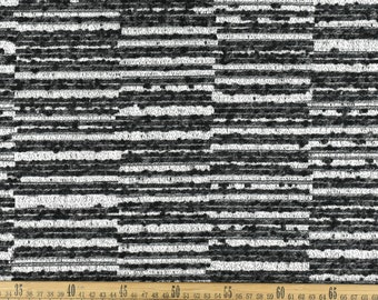 Heavy Linen Chunky Boucle Upholstery Fabric Modern Fancy Woven Strip Fabric for Furniture-Teal Black Beige Tweed Fabric 57"W/640GSM