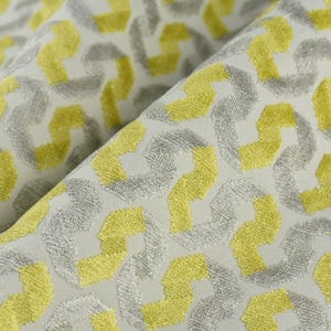Heavy Weight Yellow Sliver Geometric Raised Cut Velvet Upholsetry Fabric For Chair Couch|High Quality Abstract Stripe Velvet Fabric