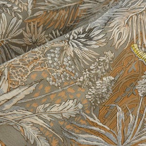 Tessuto per arredamento in jacquard floreale con motivo botanico marrone, per tende, cuscini e design d'interni extra largo, 110"