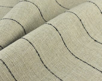 Tessuto pesante a righe in misto lana effetto lino naturale per cuscini di sedie/Tessuto a righe in stile rustico vintage e minimalista