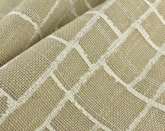 Modern Natural Cotton Linen Blend Abstract Grid Geometric Textured Upholstery Fabric For Chair |Country Decor Fabric For Cushion Pillow