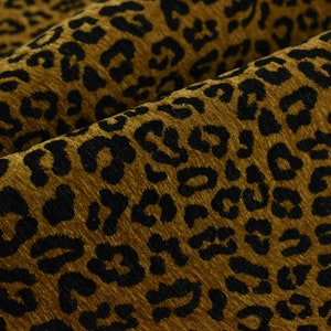 Tessuto per tappezzeria in ciniglia nera e oro con motivo leopardato moderno/tessuto per tappezzeria in jacquard con motivo animali esotici per mobili e cuscini