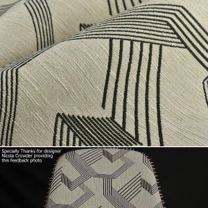 Stylish Stripe Pattern Jacquard Upholstery Fabric in Black Cream|Abstract Geometric Upholstery Fabric For Dining Chair,Sofa, Couch