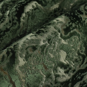 Heavy Weight Green Abstract Geometric Raised Cut Velvet Upholstery Fabric By The Yard For Chair Ottoman|Designer Luxury 3D Cut Velvet Fabric