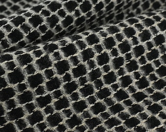 68% Wool Abstract Geometric Black and White Upholstery Fabric For Curtain|Light Duty Home Decor Fabric For Drapery Pillow,Throws,Blanket