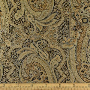 Tela decorativa vintage abstracta con estampado floral paisley para sillas y cortinas en marrón dorado/tejido jacquard MCM para cojines y manteles.