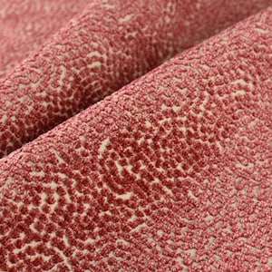 Heavy Weight Red Cream Plush Textured Abstract Geometric Raised Cut Velvet Upholsetry Fabric For Chair Couch|Durble Furniture Fabric By Yard
