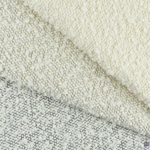 Ivory Cream Boucle Fabric Nubby Curly Texture Upholstery Fabric By The Yard Densely Woven And Heavy Upholstery For Chair
