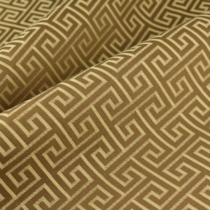 Tessuto decorativo vintage in jacquard geometrico con motivo greco per tende e sedie/Tessuto decorativo geometrico marrone/Tessuto rustico tagliato su misura