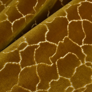 Heavy Weight Gold Abstract Geometric Raised Cut Velvet Upholstery Fabric For Chair|Velvet Fabric For Furniture Reupholstery