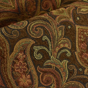 Schwerer moderner Damast Jacquard-Polsterstoff aus der Mitte des Jahrhunderts in Dunkelbraun Rot |