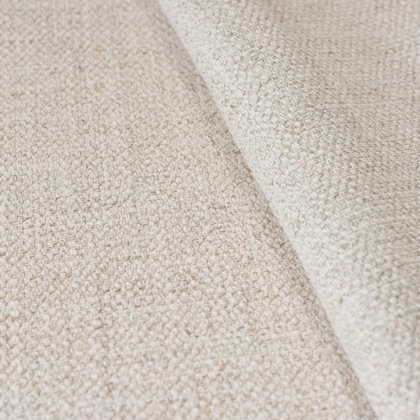 Heavy Weight Cream Flax Linen Fabric Dover Crescent Upholstery Fabric By The Yard Chunky Fabric for Chair Couch Pillows Covers