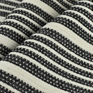 Heavy Linen and Orgaic Cotton Blended Striped Textured Upholstery Fabric in Black and White|Vintage Upholstery Fabric For Chair By The Yard