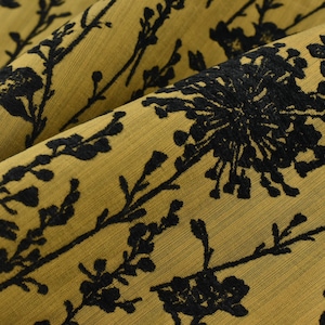 Vintage Chinoiserie Floral Jacquard Upholstery Fabric by the Yard in Black Brown|Designer Home Decor Fabric for Chair Cushion Pillow