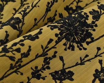 Vintage Chinoiserie Floral Jacquard Upholstery Fabric by the Yard in Black Brown|Designer Home Decor Fabric for Chair Cushion Pillow
