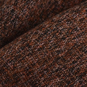Kraftigt svart och rostfärgat ullstrukturerat klädseltyg för fåtöljbänk | Modernt flerfärgat möbeltyg, metervara