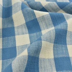 Tessuto per tappezzeria e tendaggi in jacquard a quadri blu arancio vintage in 100% puro cotone/tessuto pesante per arredamento rustico moderno a quadri