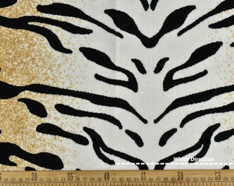Luxury Tiger Stripe Cut Velvet Upholstery Fabric For Chair|Vintage Wild Animal Abstract Geometric Furniture Upholstery Fabric In Gold Black