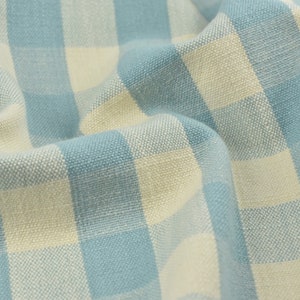 Tessuto per tappezzeria e tendaggi jacquard vintage a quadri Buffalo azzurro e crema in 100% puro cotone/tessuto a quadri tradizionali rustici