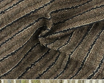 Tela de tapicería de bouclé a rayas de mezcla de lana, lino y algodón de gran peso, textura verde crema, para cojines de sillas / Tela de decoración moderna para casas de campo