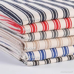Grain Sack Fabric|Feed Sack Fabric For Modern FarmHouse Decor|Blue Strip Upholstery Fabric