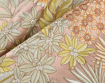 Designer Luxury Cotton Linen Blend Embroidered Floral Fabric|Pink Botanical Curtain Fabric|Elegant Home Decor Fabric For Drapery Pillow
