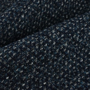 Mid Century Wolle Boucle Polsterstoff Für Stuhl|Navy Elfenbein Weiß Chunky Möbelstoff Für Ottomane,Kopfteil