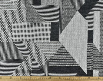 Retro Abstract Geometric Upholstery Fabric|Geometric Pattern Black and White Decorative Fabric |Fabric for Upholstery Home Accents