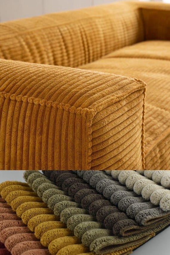 Heavy Wide Wale Corduroy Srtip Velvet Upholstery Fabrics|Boho Home Decor Fabric|1.5 Wale Thick Jumbo Corduroy Fabric By The Yard-16 Colors