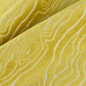 Heavy Weight Yellow Wood Bark Textured Abstract Geometric Raised Cut Velvet Upholsetry Fabric For Chair Couch