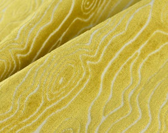 Zwaargewicht gele houten schors getextureerde abstracte geometrische verhoogde fluwelen bekledingsstof voor stoelbank