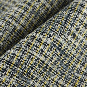 Clearance Sale!Heavy Weight Blue Yellow White Stylish Tweed Modern Upholstery Fabric For Chair Couch|Chunky Woven Sofa Fabric Pillow Fabric