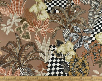 Designer Earth Tone Botanical Floral and Leaf Pattern Upholstery Fabric For Chair Ottoman|Fabric For Headboard Seat Cushion