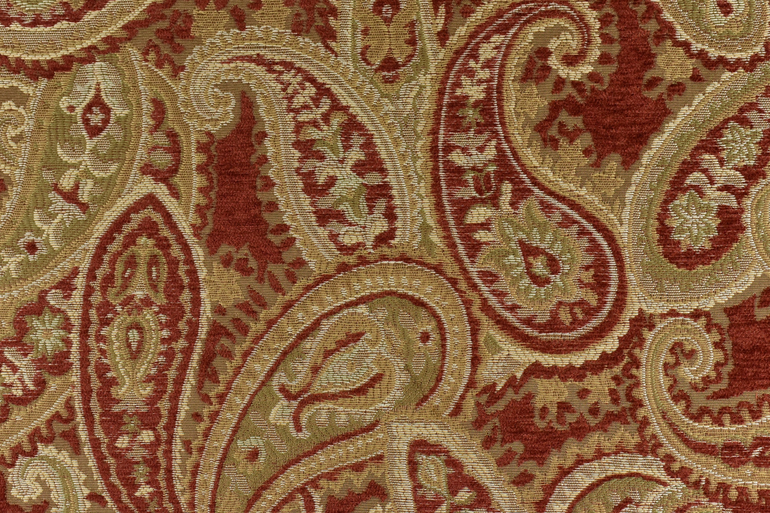 Vintage Chenille Jacquard Paisley Floral Upholstery Fabric for