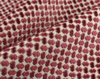 Zwaargewicht bordeauxrode geometrische verhoogde snit fluwelen bekledingsstof voor stoel|Luxe meubelstof|Modern getextureerde fluwelen stof
