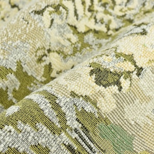 Schwerer Traumgarten Wolle-Baumwollmischung Chartreuse Grün Boucle-Polsterstoff für Stuhl Couch| High-End-abstrakter Blumenstoff