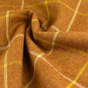 Schwerer gelber Tweed-Wollpolsterstoff Schüttware für Stuhl | Vintage Check-Muster Weicher Wollstoff für Ottomane, Vorhang (86% Wolle)