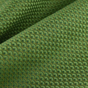 Vintage Green and Chartreuse Chinoiserie Chic Blossom Scallop Geometric Brocade Home Decor Fabric For Curtain Chair Cushion