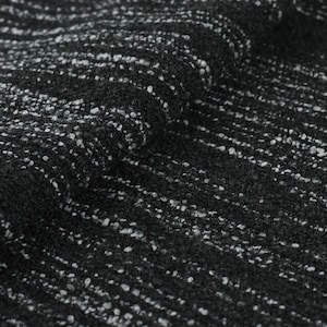 Home Décor Stripped Tweed Style Soft Wool Boucle Upholstery Fabric By The Yard In Black and White-Time
