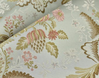 Vintage Pink Floral Jacquard Brocade Upholstery Fabric For Chair |French Country Fabric By Yard For Couch
