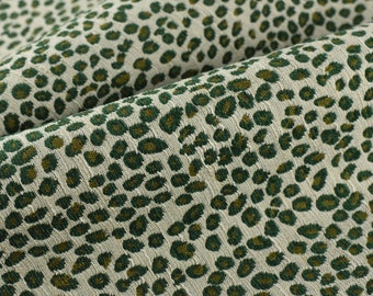 Designer Heavy Weight Leopard Jacquard Textured Upholstery Fabric in Green Yellow Cream|Cheetah Animal Geometric Woven Furniture Fabric