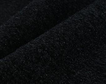 May include: Close-up of a black, textured fabric with a soft, fuzzy surface.