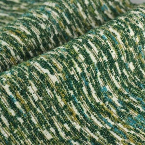 Tessuto per tappezzeria bouclé verde astratto elegante di design/tessuto bouclé in misto lana testurizzata per sedia, cuscino, divano/tessuto morbido e accogliente