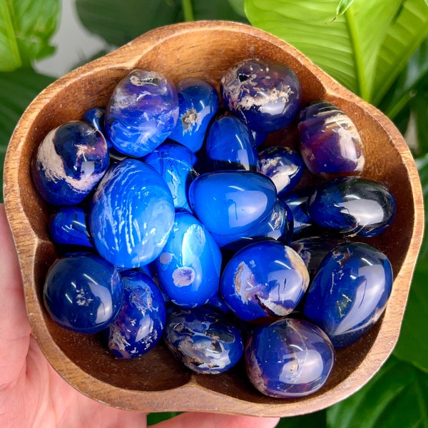 One Genuine Blue Amber Tumbled Stone