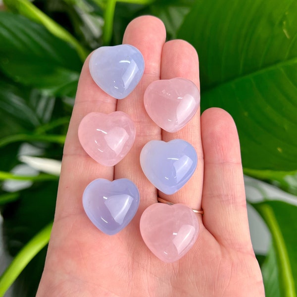 One Mini Blue Chalcedony or Rose Quartz Heart