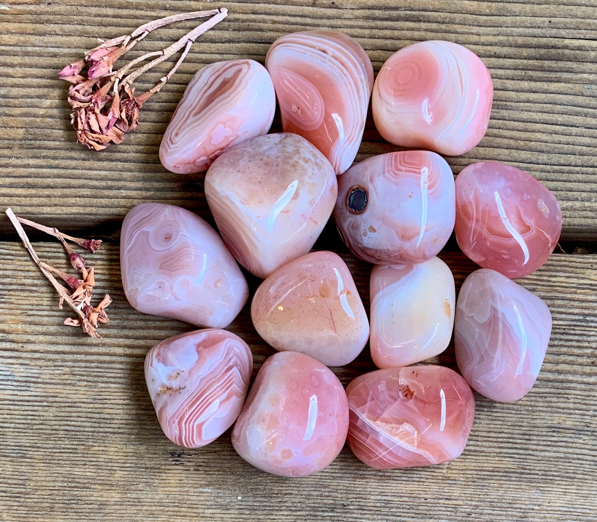 Peach Botswana Agate Tumbled Stone Etsy
