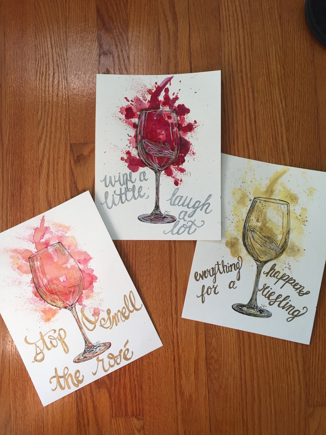 Erincunninghamart Watercolor Wine Painting Etsy